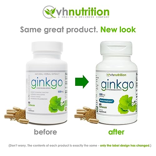 Close-up of Ginkgo Biloba 550mg standardized extract label