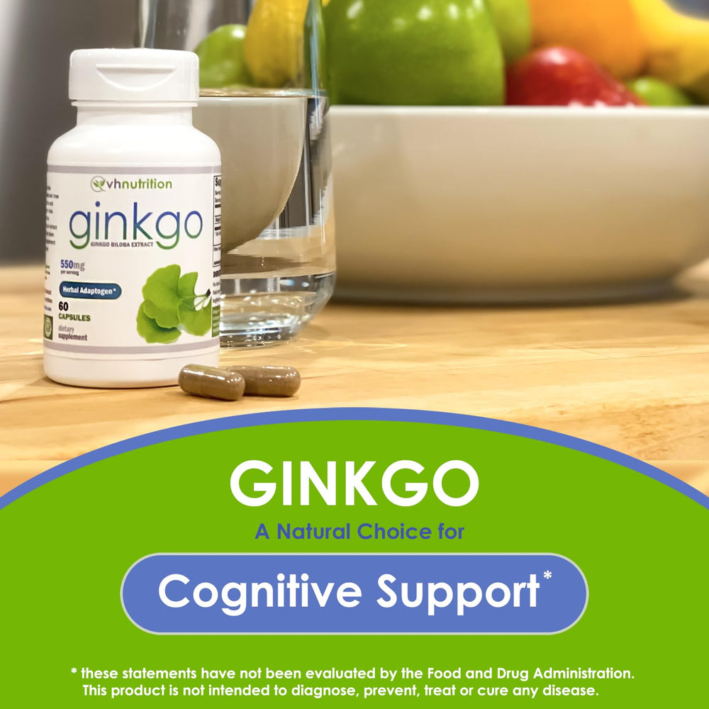 Ginkgo Biloba 550mg capsules inside bottle