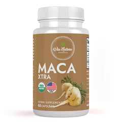 Via Natura Organics Maca Xtra capsules bottle on white background