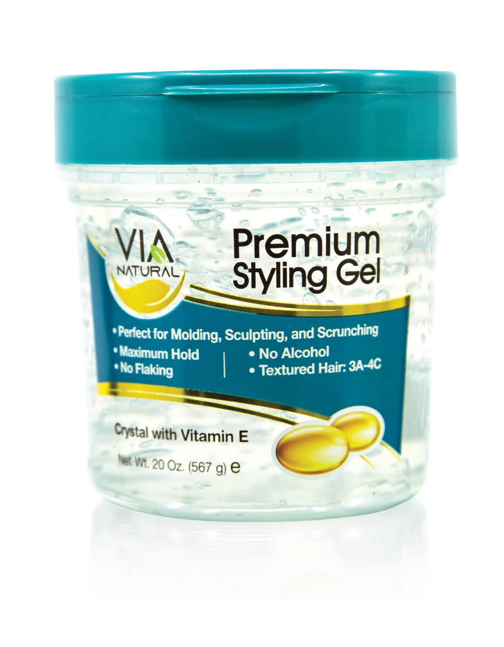 Via Natural Premium Gel Crystal bottle for maximum hold and shine.