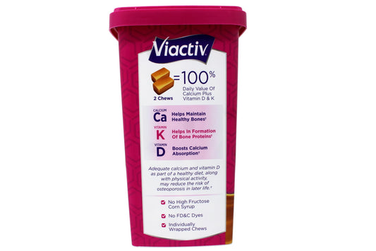 Back of Viactiv Max two-pack packaging showing nutrition facts