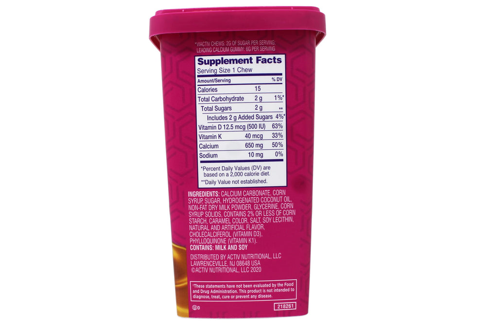 Two-pack Viactiv Max calcium D3 soft chews packaging display