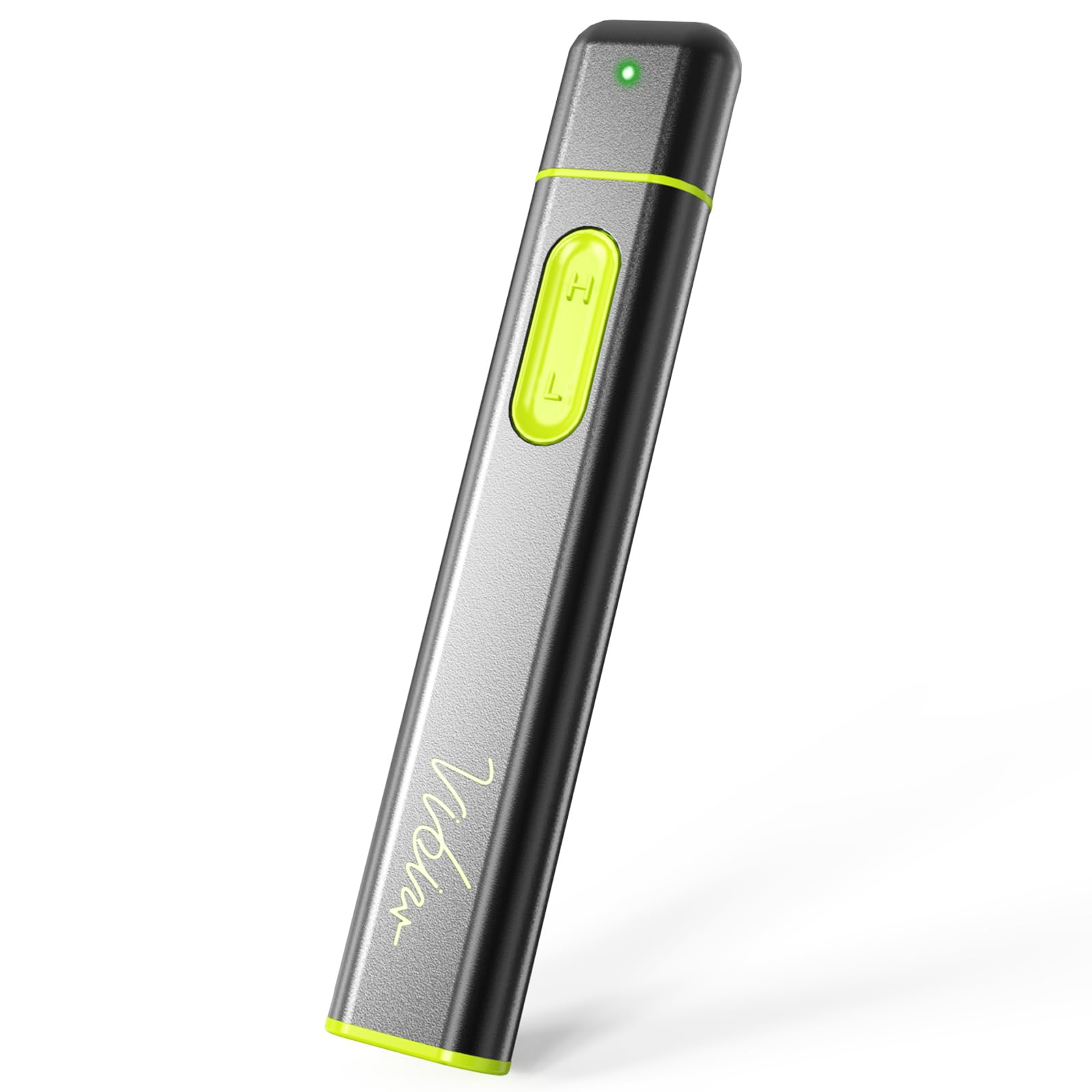 Vibis bite relief device closeup highlighting compact aluminum body for portable use