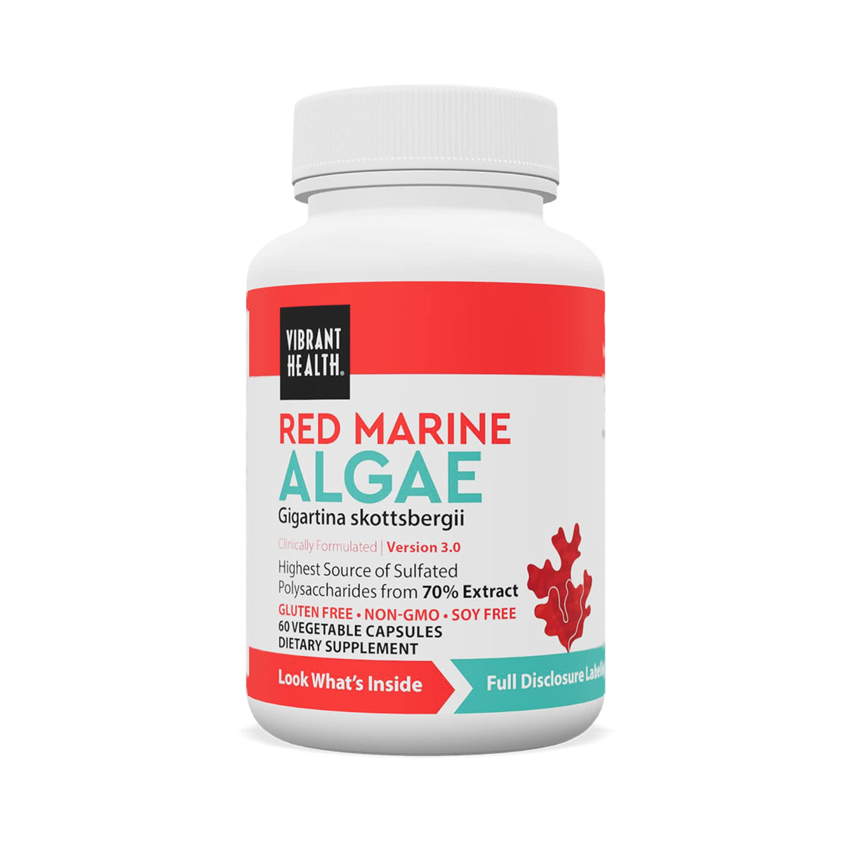 Bottle of Vibrant Health Gigartina Red Marine Algae 60 capsules