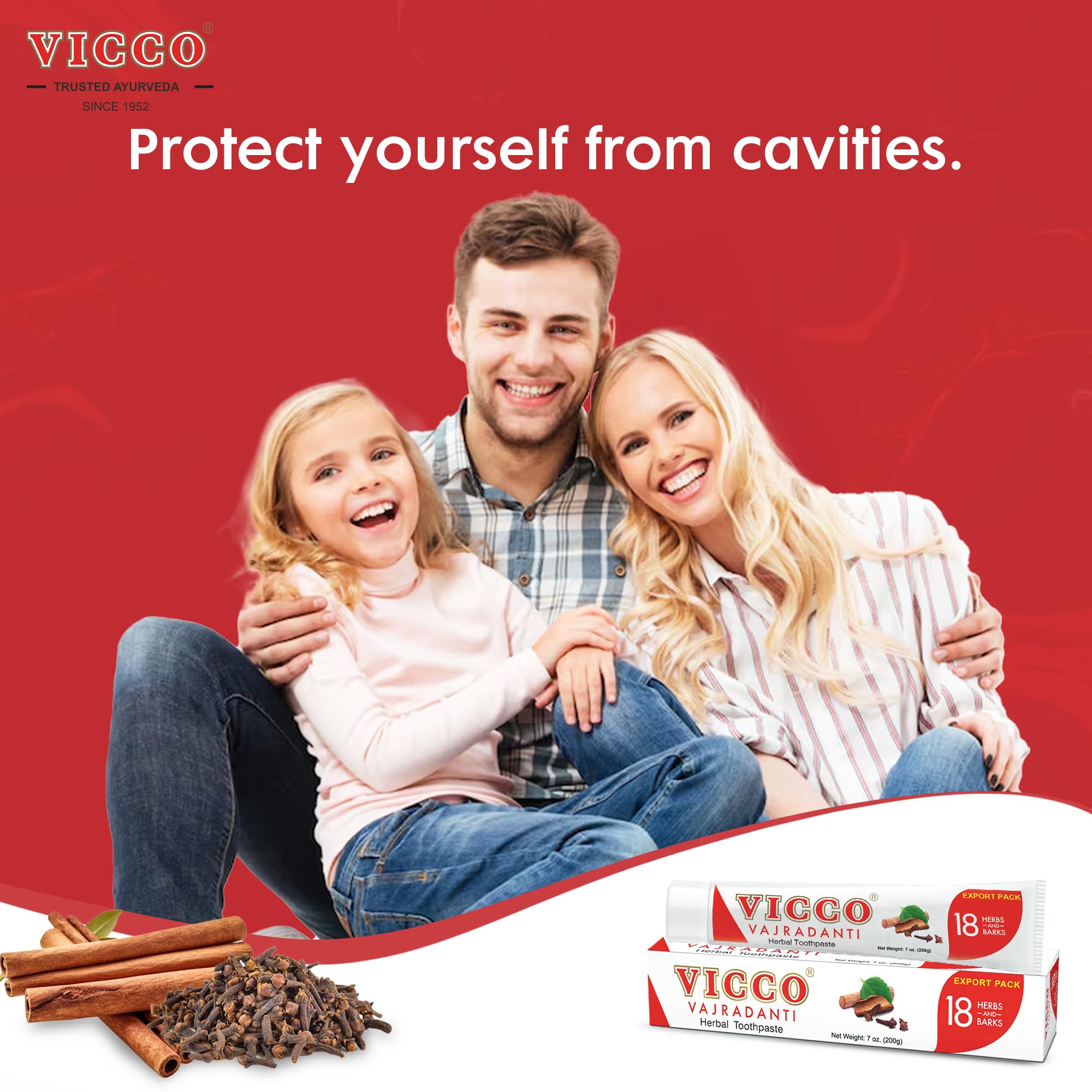 Illustration of family using Vicco Vajradanti toothpaste