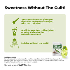 Stevia powder dissolving in a cup of coffee or tea