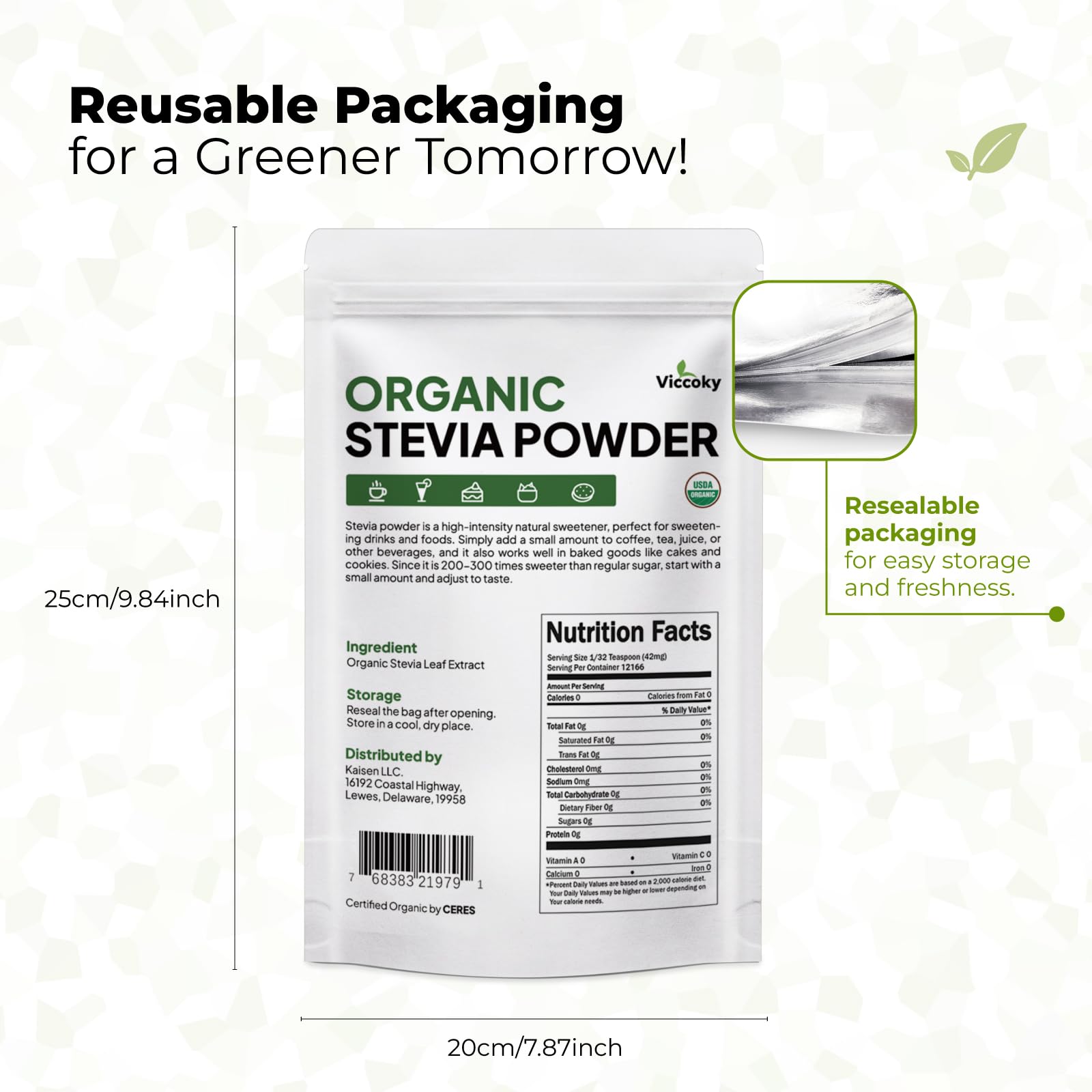 Viccoky Stevia Powder measuring spoon enables precise, economical sweetness