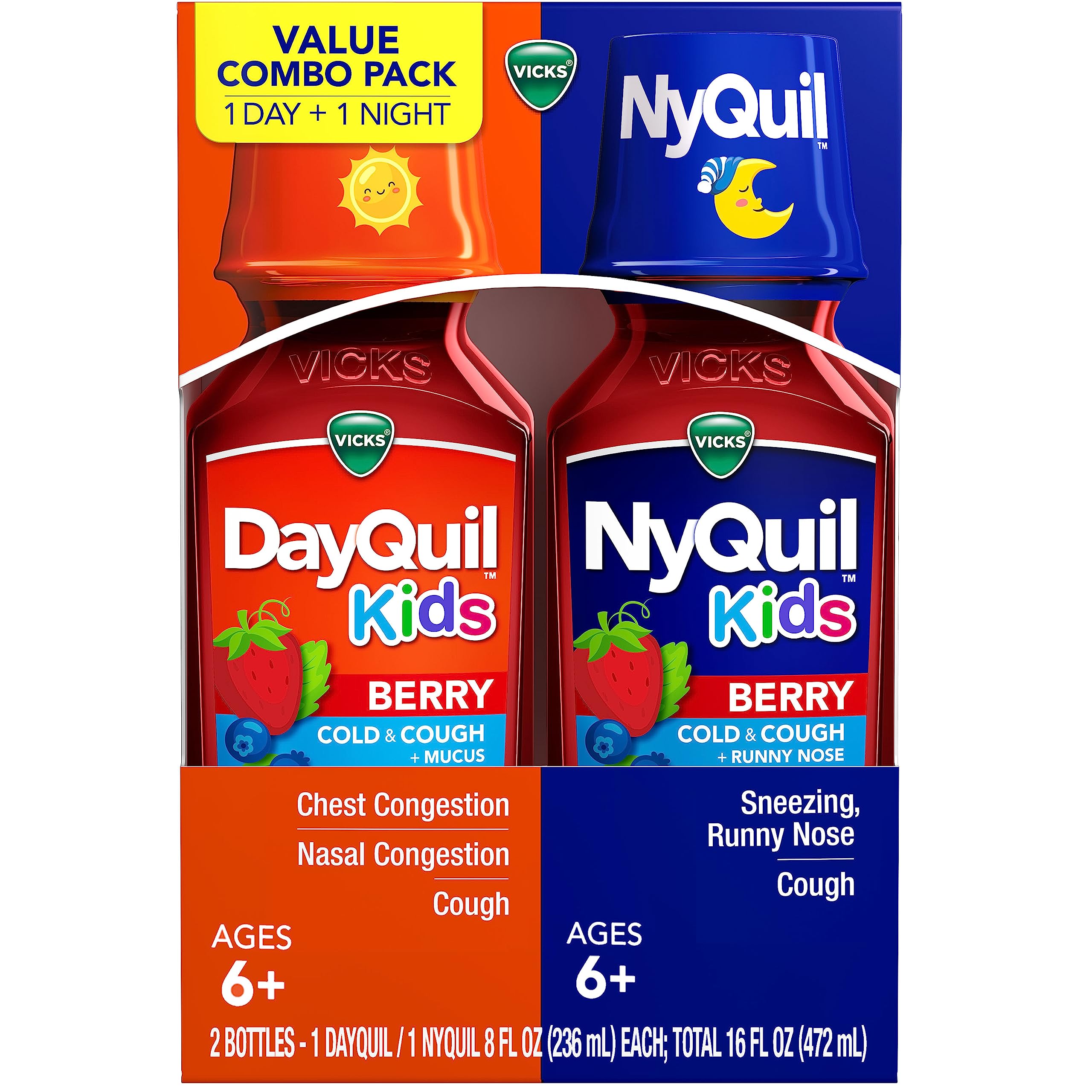 Vicks Kids DayQuil & NyQuil Berry Co-Pack hero image on white background