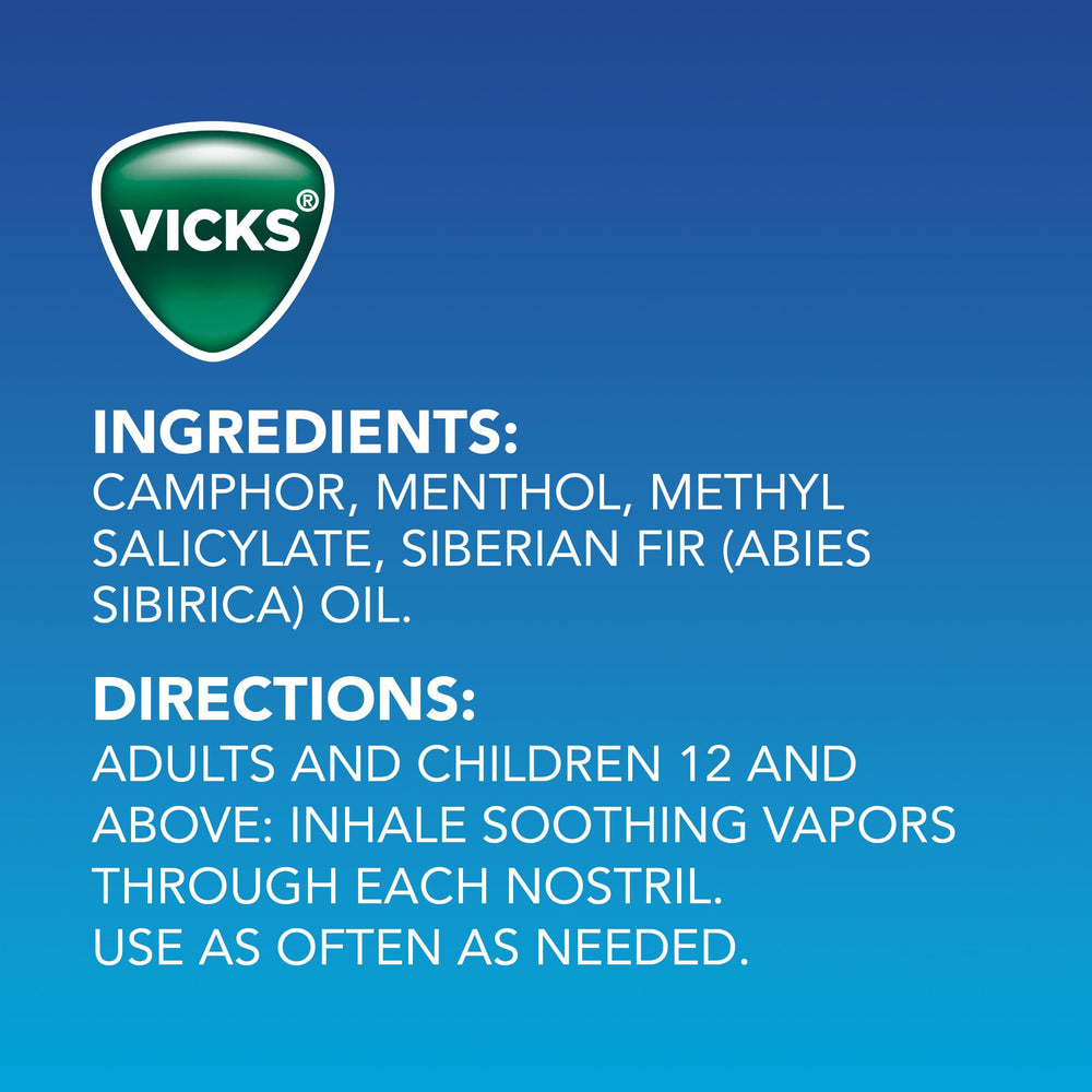 Vicks VapoInhaler suitable for daytime or nighttime use with refreshing vapors.
