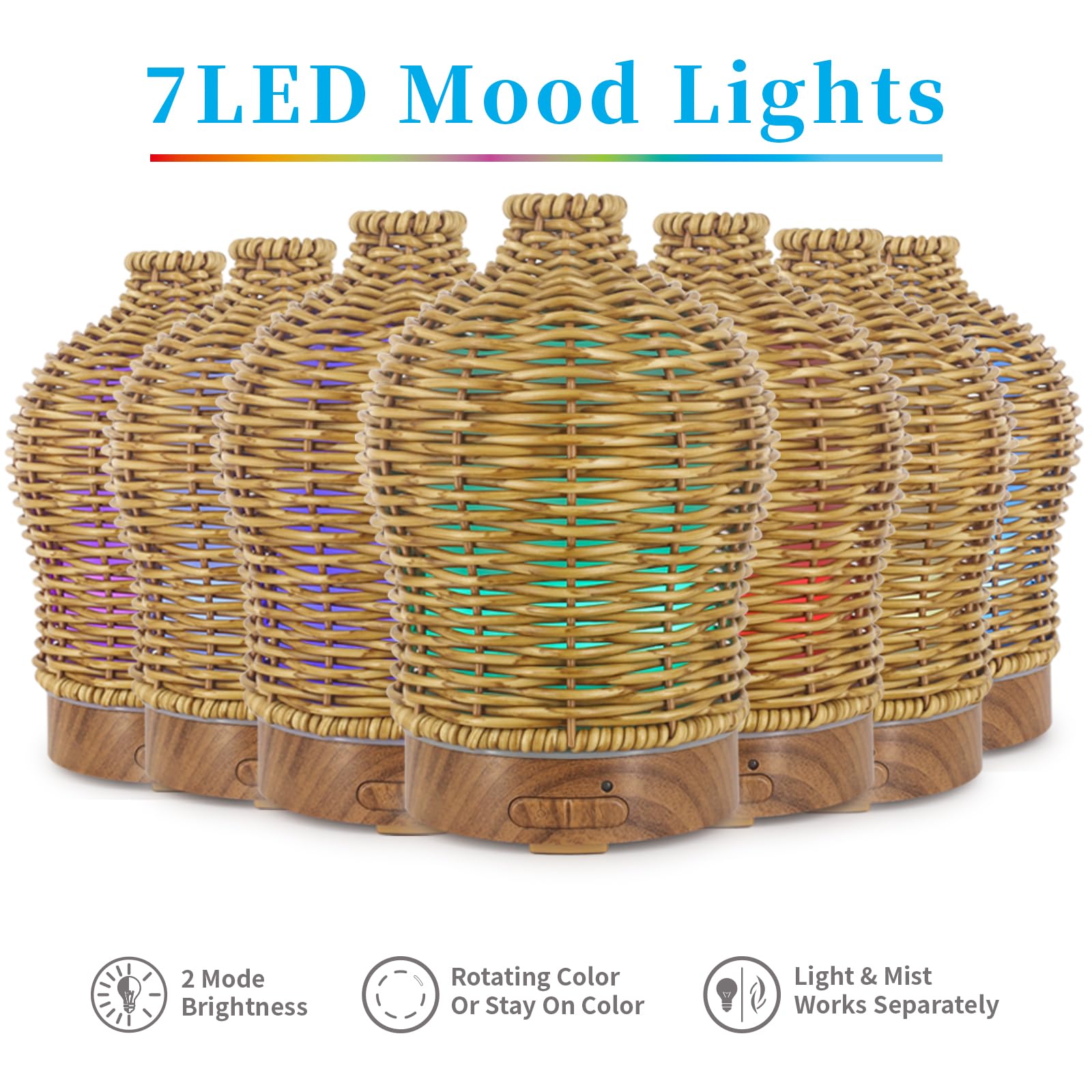 Gift-ready Victoria Aroma rattan diffuser with ambient LED lighting