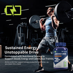 Two Vicwell Amino Acid bottles with capsules on white background