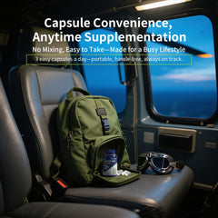 Packaging graphic indicating 180 capsules and 60 servings