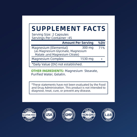 Back label showing supplement facts