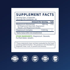 Back label showing supplement facts