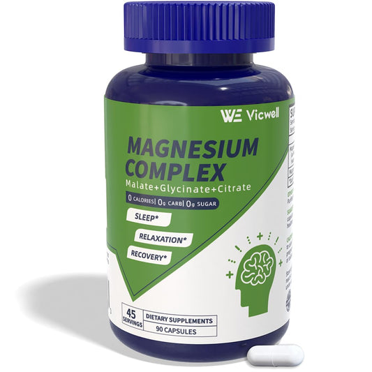 Front view of Vicwell Triple Magnesium Complex bottle