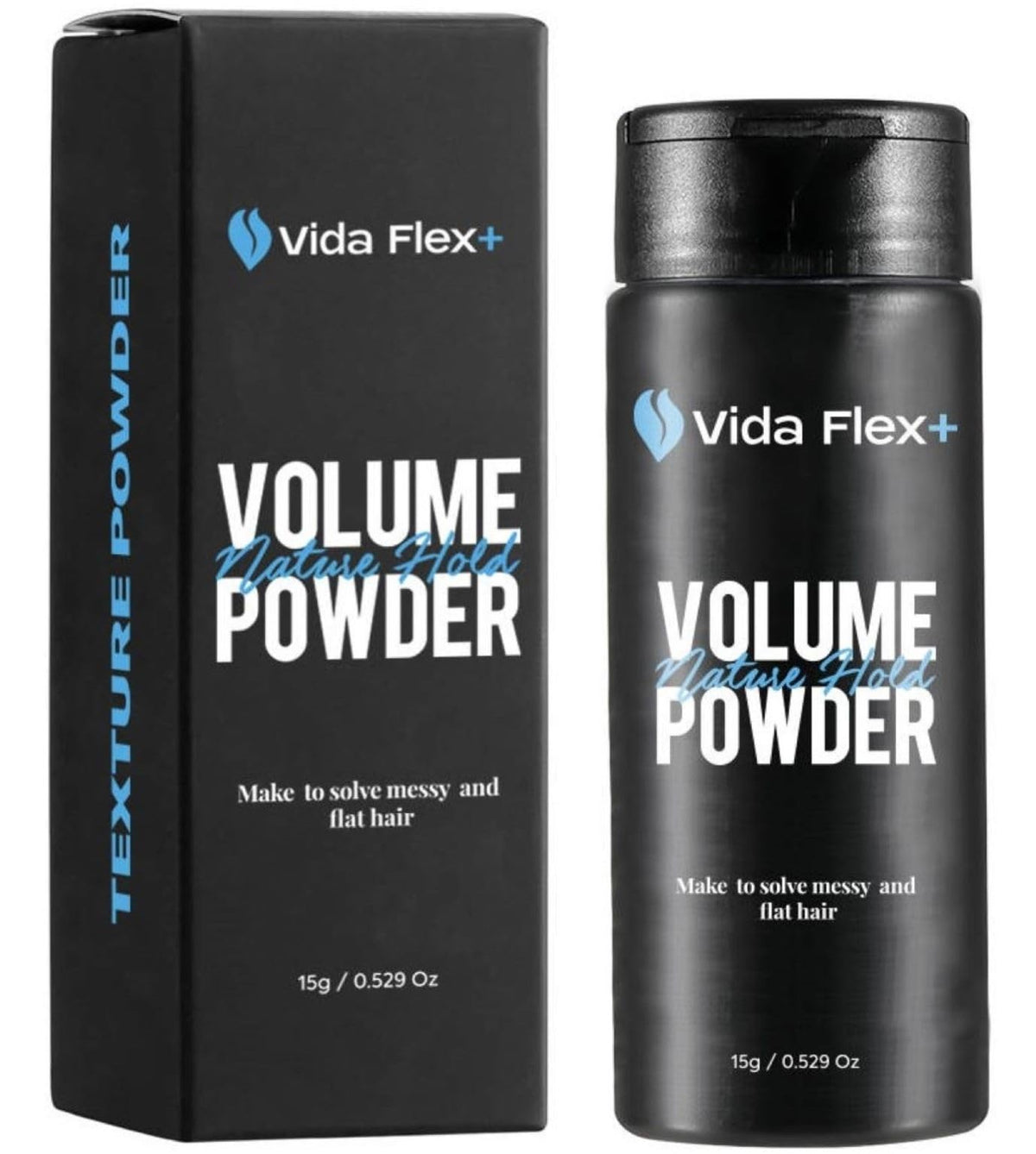 Vida Flex+ hair powder on roots for natural volume and a matte finish.