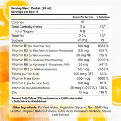 Single-serve orange flavor packet of Mega-Liposomal B-Complex + Vitamin C
