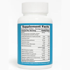 Bottle and capsules illustrating easy-to-swallow prenatal vitamins