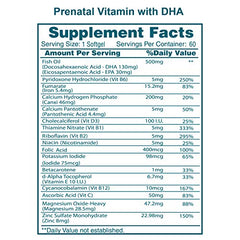 Close-up of DHA and EPA labels on Vidalocity prenatal supplement