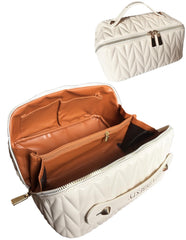 VIDIBESTY travel makeup bag in white showing spacious interior