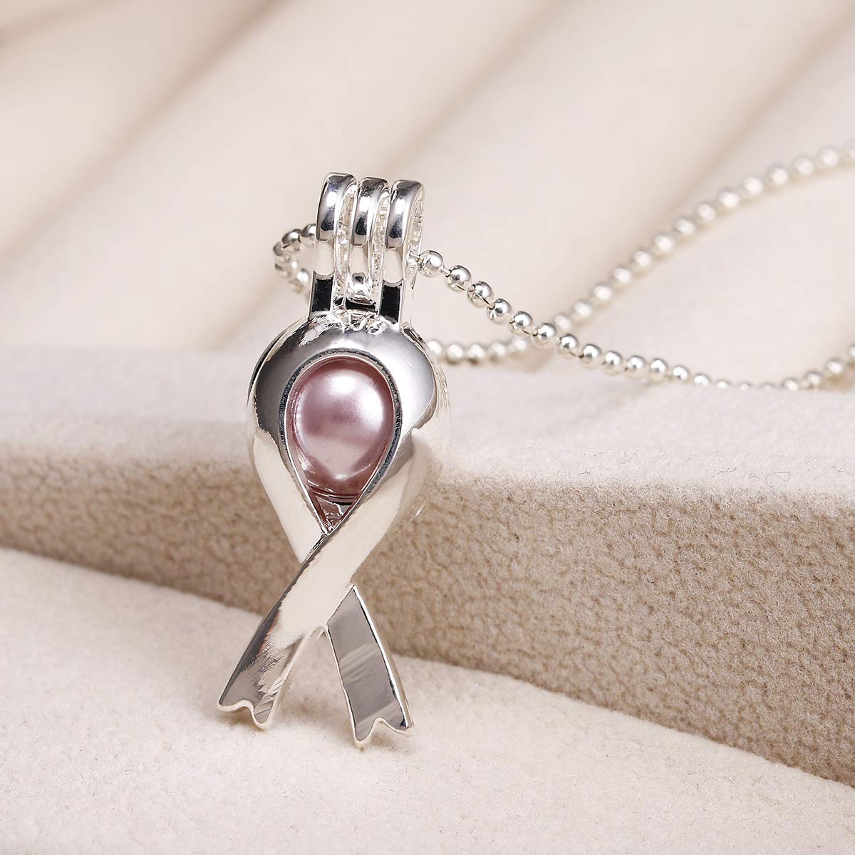 Vie jeune Silver Pearl Cage Locket Pendant – Diffuser Jewelry 4