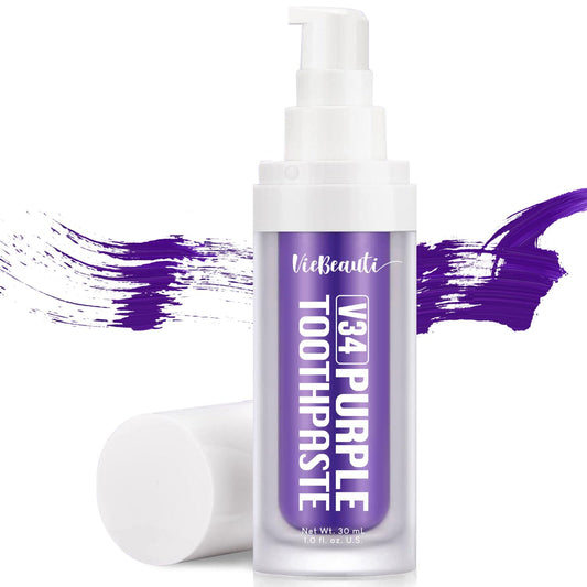 VieBeauti Purple Toothpaste tube on white background.