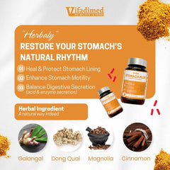 Back label of Vifadimed Stomach Plus bottle