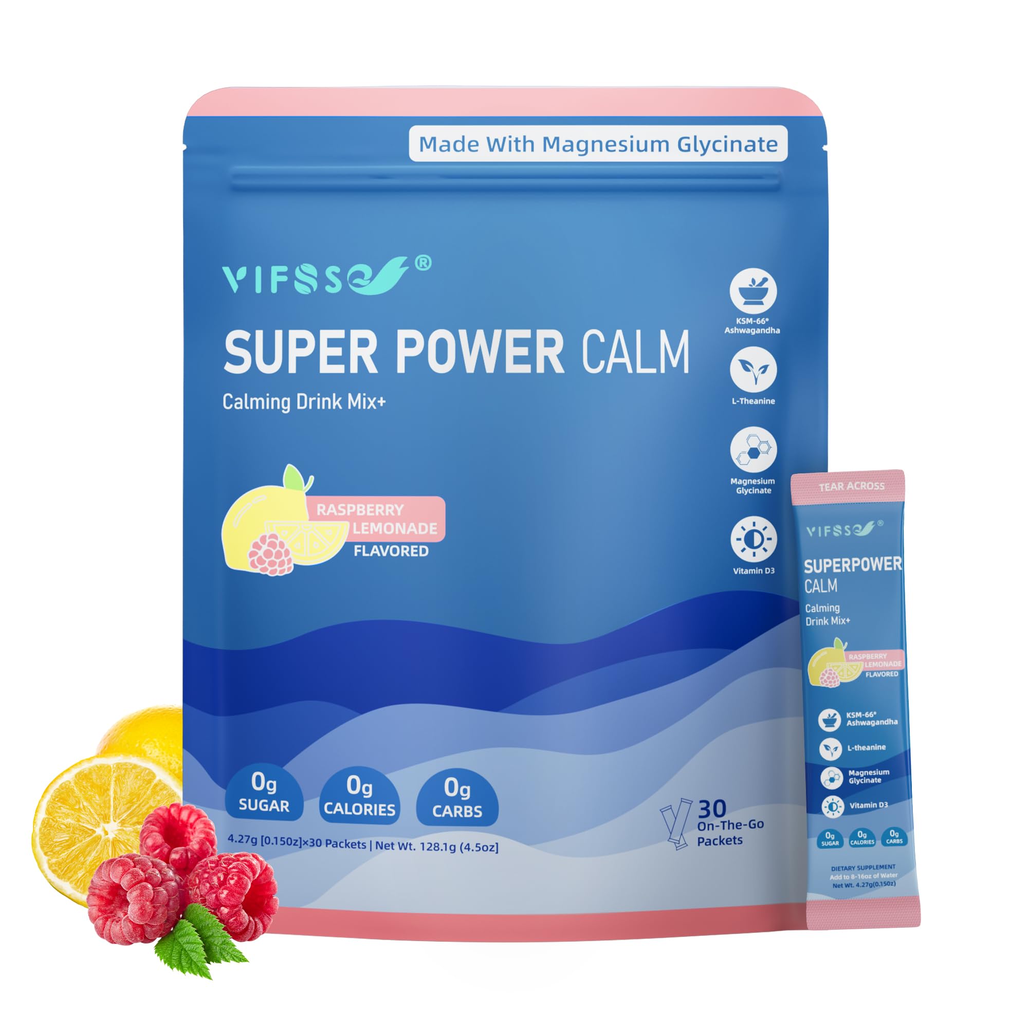 VIFSSG Raspberry Lemonade calming drink mix canister