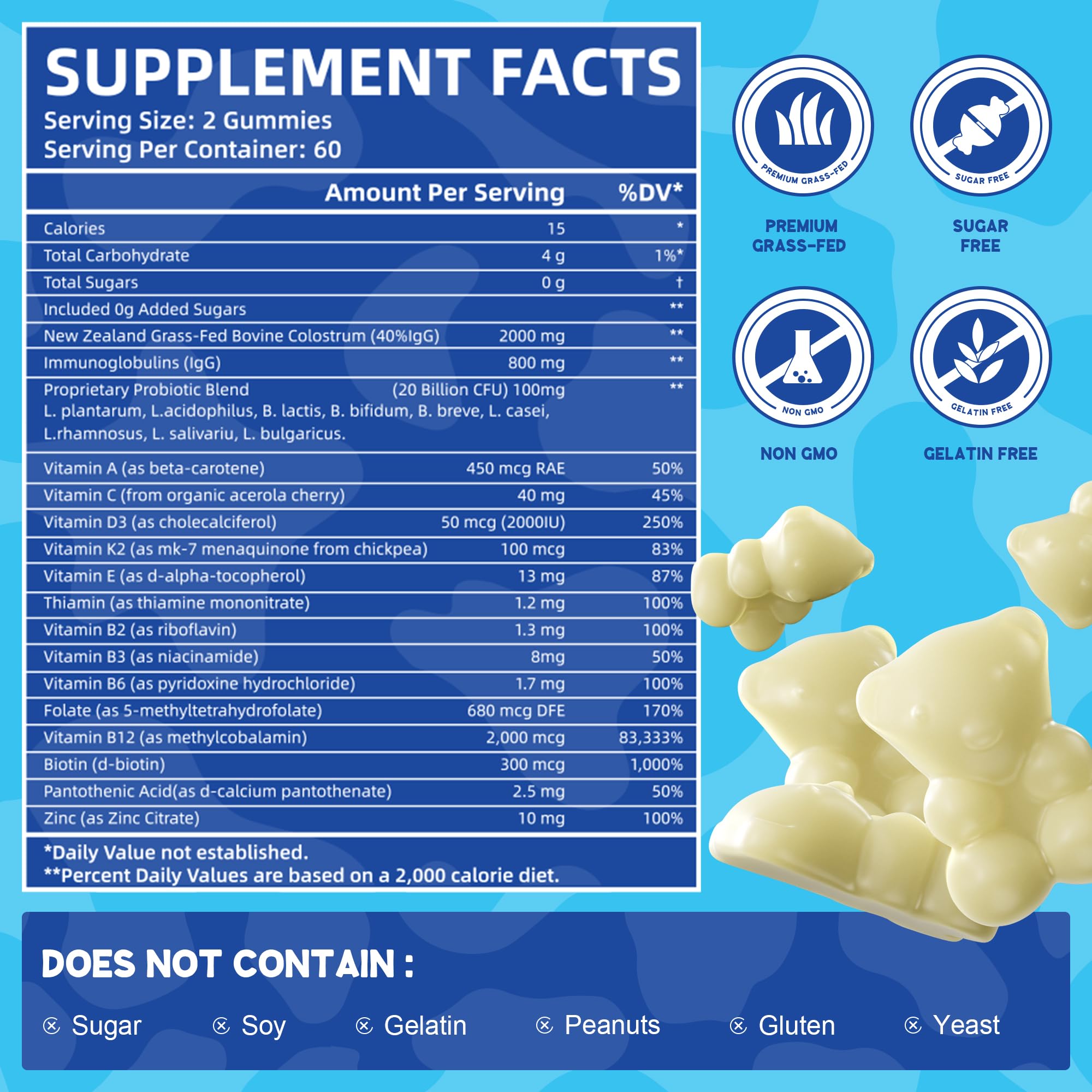 Colostrum gummies supporting digestive health