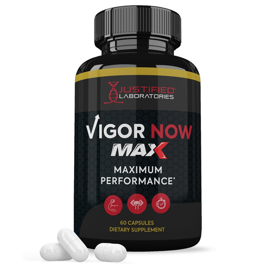 Front view of Justified Laboratories Vigor Now Max 1600MG bottle