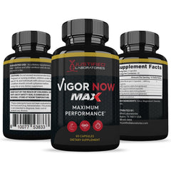 Supplement facts/ingredient panel for Vigor Now Max 1600MG