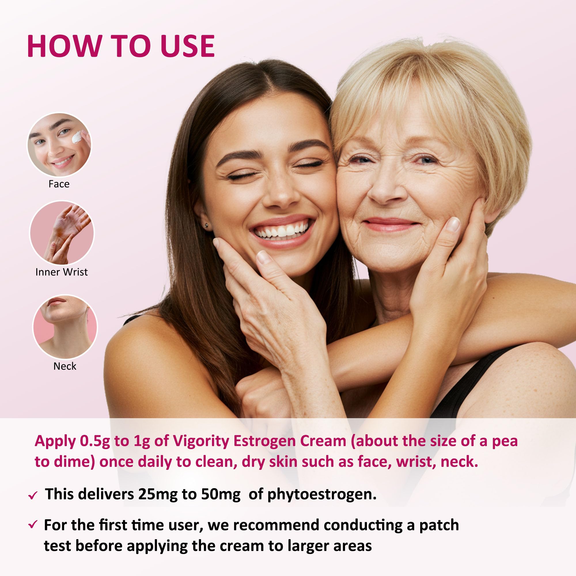 Vigority Estrogen Cream skin-application area—targeted use on clean, dry skin.