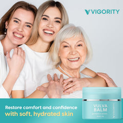 Vigority Vulva Balm in bedside setup for evening ritual.