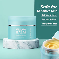 Vigority Vulva Balm targeted for sensitive skin with fragrance-free formula.