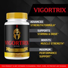 Group of Vigortrix capsules on white background