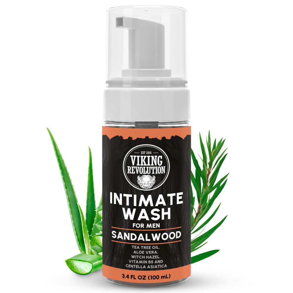 Viking Revolution men's intimate wash bottle-foaming for quick, daily refreshing cleanse.