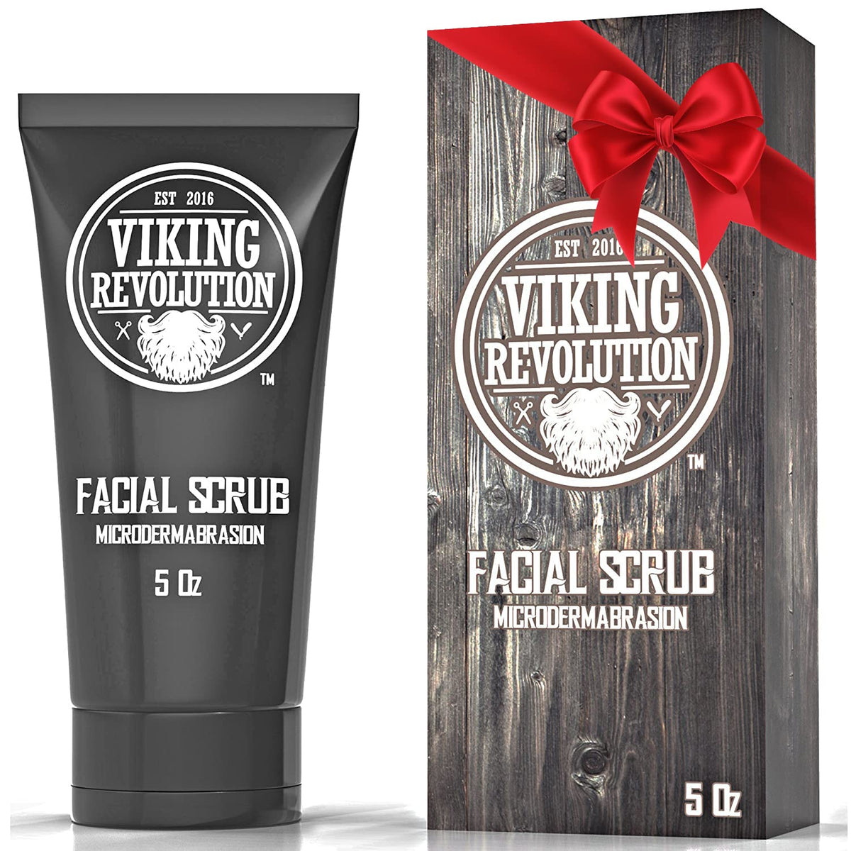Viking Revolution Microdermabrasion Scrub exfoliating the face for smoother skin.