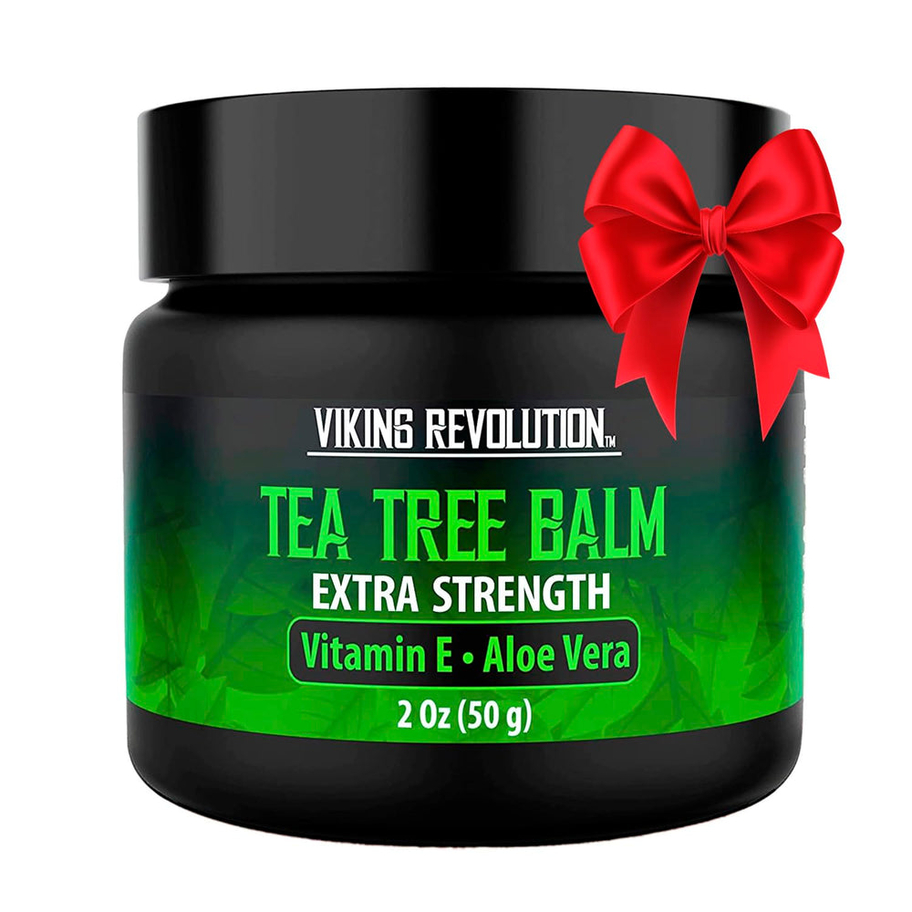 Viking Revolution tea tree oil cream tub closeup showing rich moisture for dry skin
