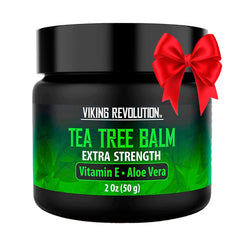Viking Revolution tea tree oil cream tub closeup showing rich moisture for dry skin