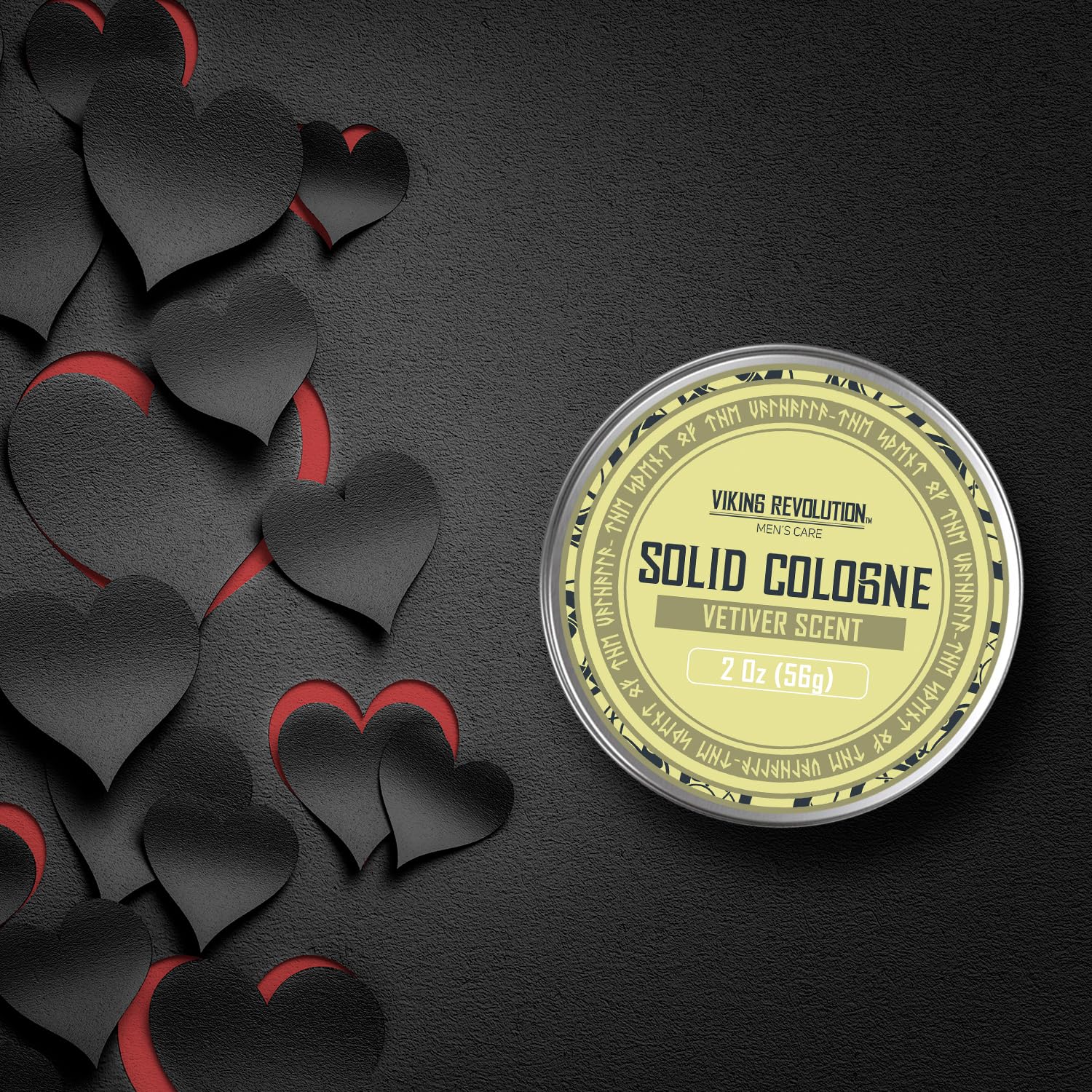 Viking Revolution Vetiver solid cologne being applied for easy, mess-free fragrance.