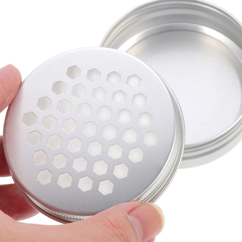 VILLCASE aluminum tins with hollow lids demonstrate compact fragrance storage for on-the-go use.