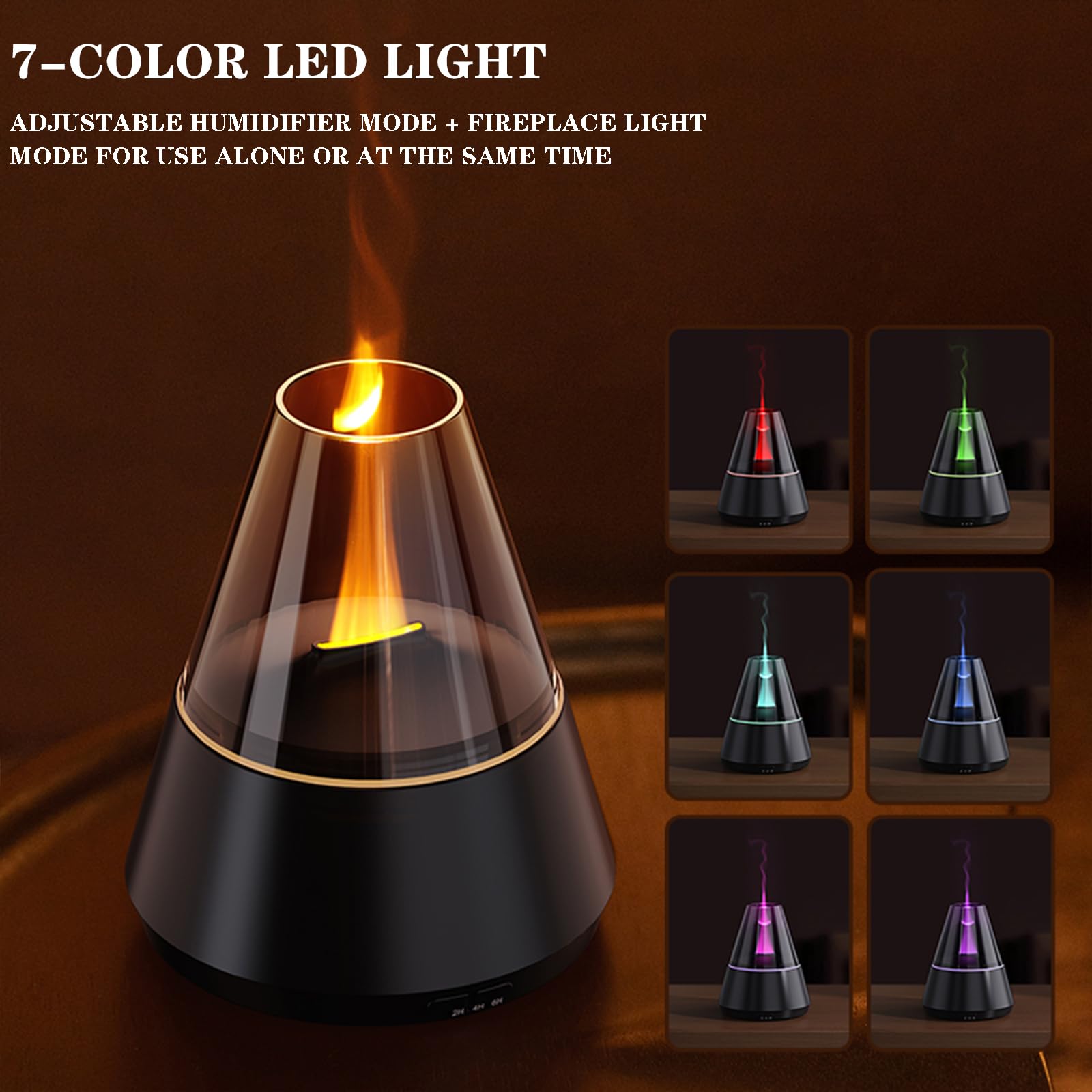 Villelei Candle Flame Diffuser 7-color LED lighting for mood ambience.