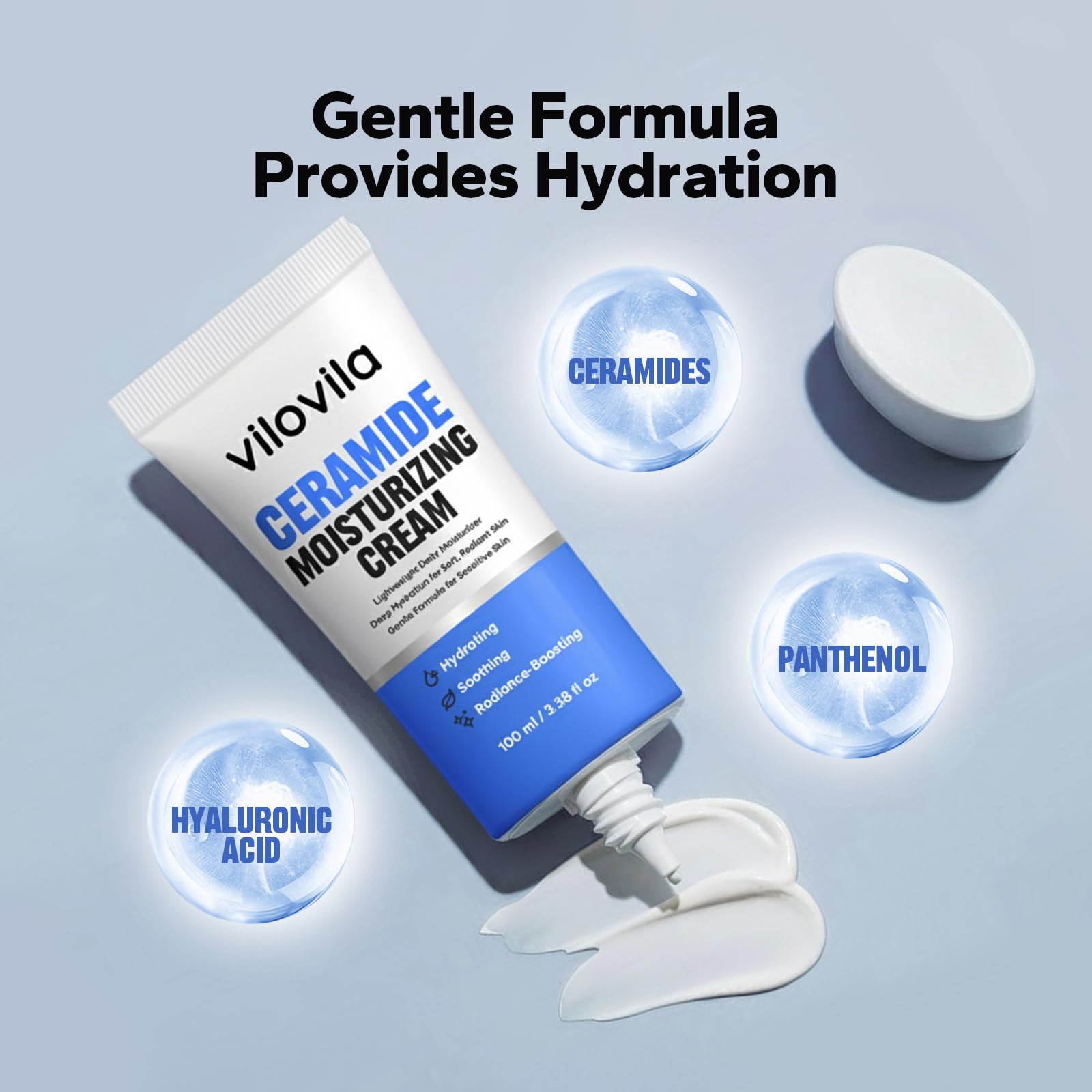 ViloVila Ceramide Face Cream packaging shows a compact jar for convenient daily use.
