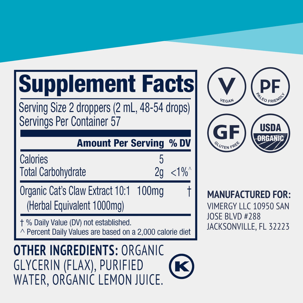 Vimergy Cat’s Claw Liquid added to smoothie for daily wellness