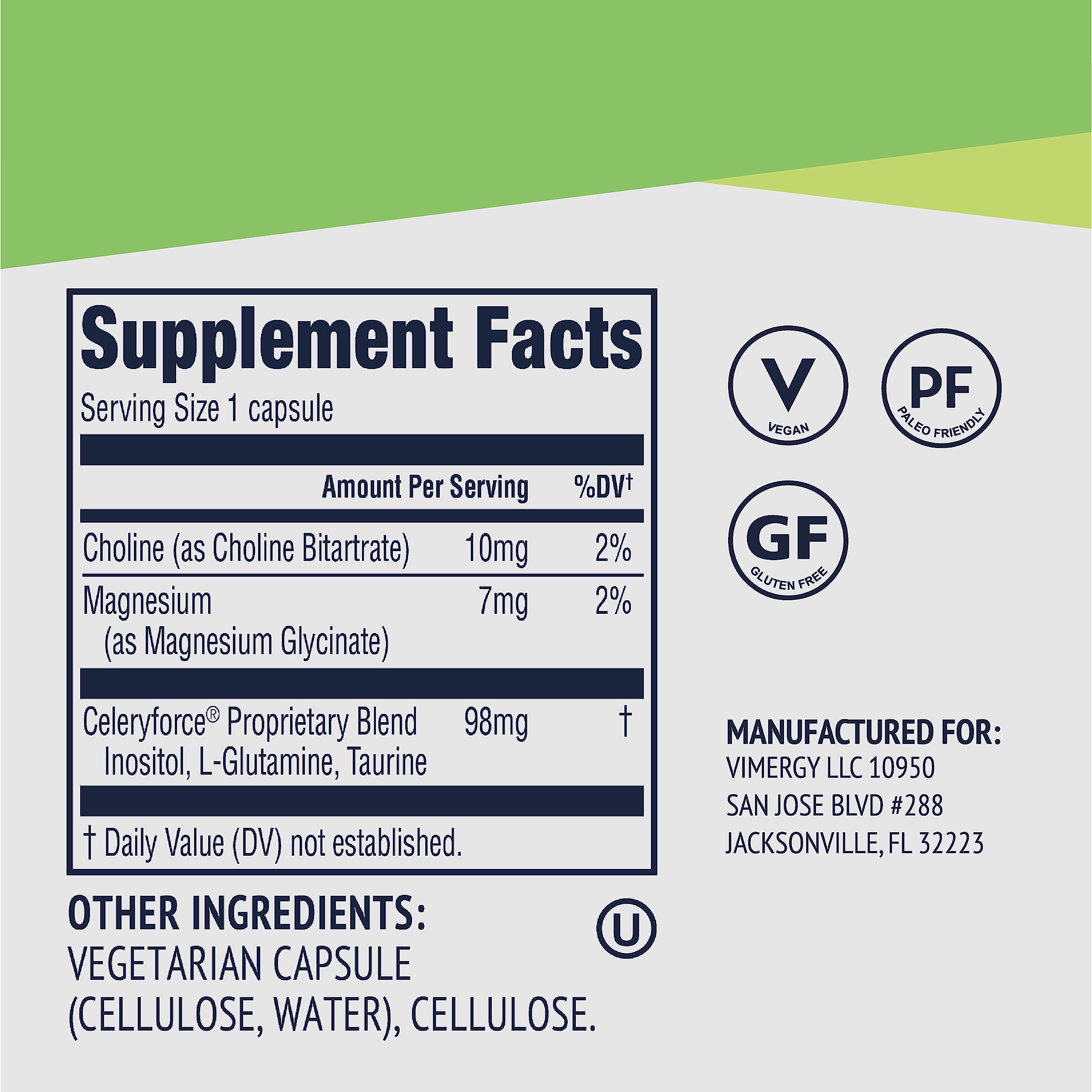 Highlighted ingredients: Inositol, L-Glutamine, L-Taurine, Choline, Magnesium Glycinate