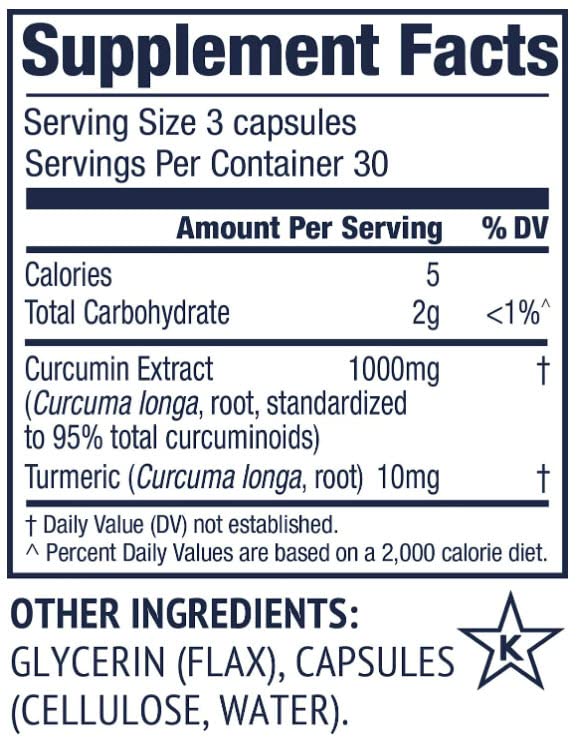 Vimergy curcumin bottle label showing 1000mg per serving