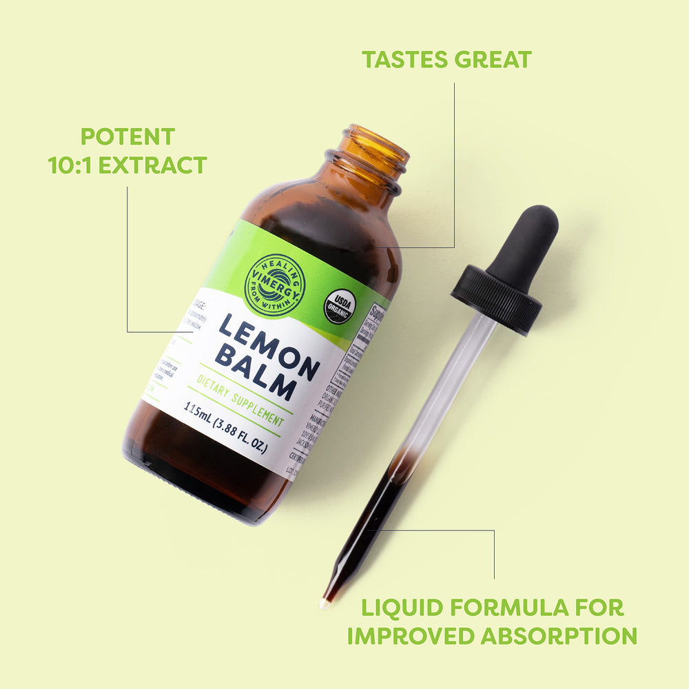 Label with USDA Organic and Non-GMO icons on Vimergy tincture