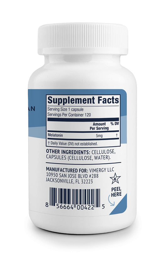 Vimergy Melatonin capsules ready to swallow
