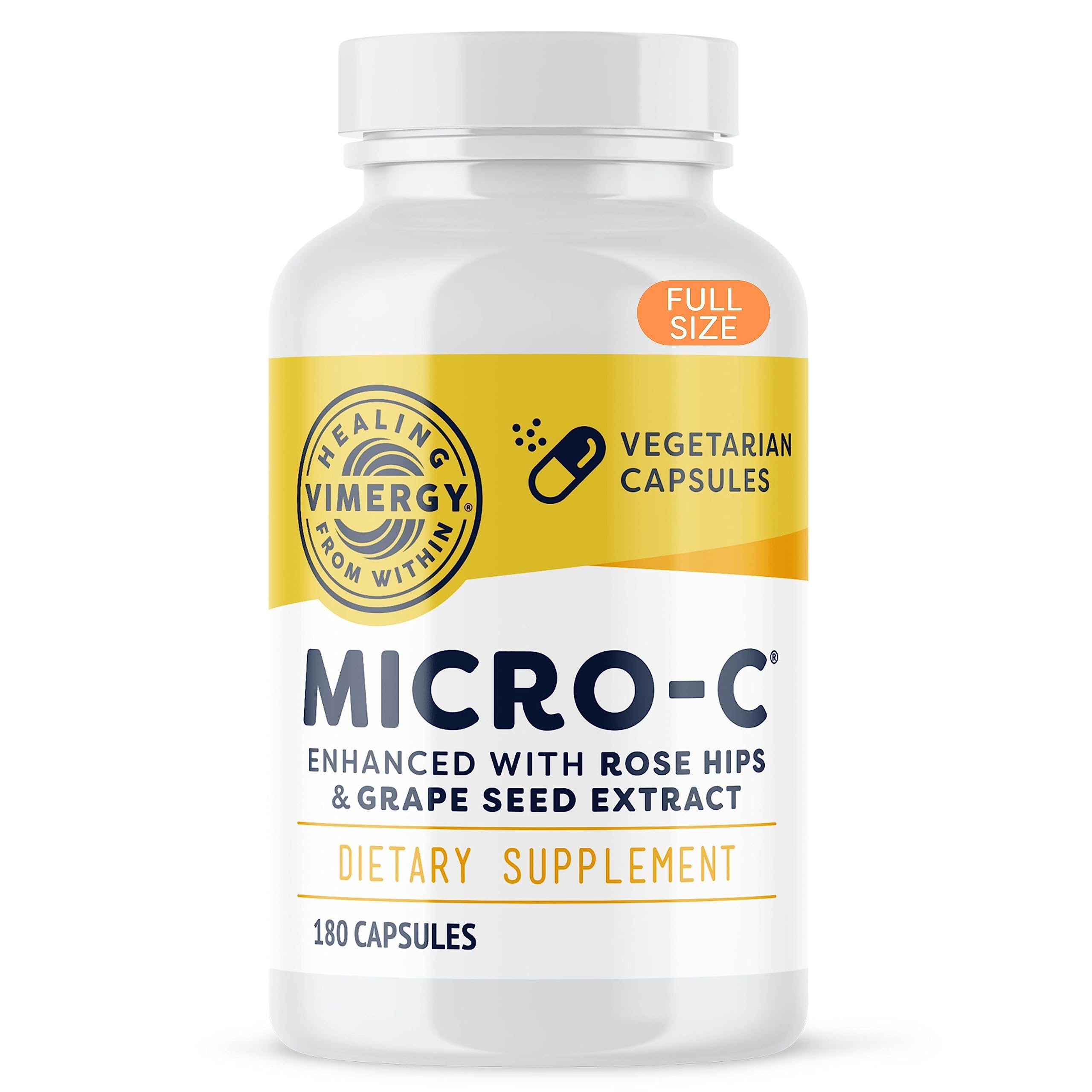 Vimergy Micro-C 500mg Vitamin C capsules bottle – 180 capsules