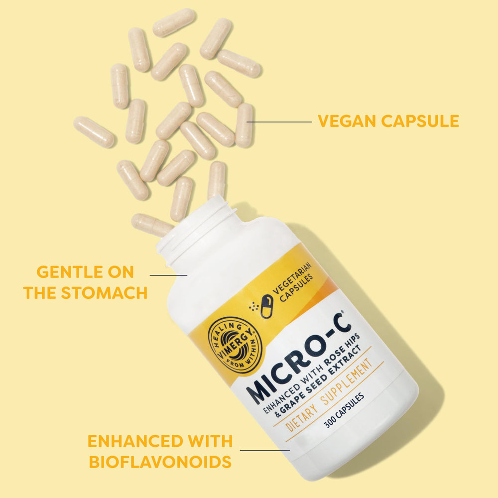 Vimergy Micro-C capsules being used on the go or added to a smoothie